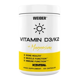 WEIDER Vitamin D3/K2 Capsules High Dose Plus Magnesium, with High-Quality K2Vital MK-7 Vitamin K2, for Bone Health, Healthy Teeth and a Strong Immune System, 120 Capsules