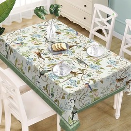 Mantel rectangular clásico con diseño de pájaros, 60 x 84 pulgadas | Mantel decorativo de estilo retro con flores elegantes para cenar de naturaleza b