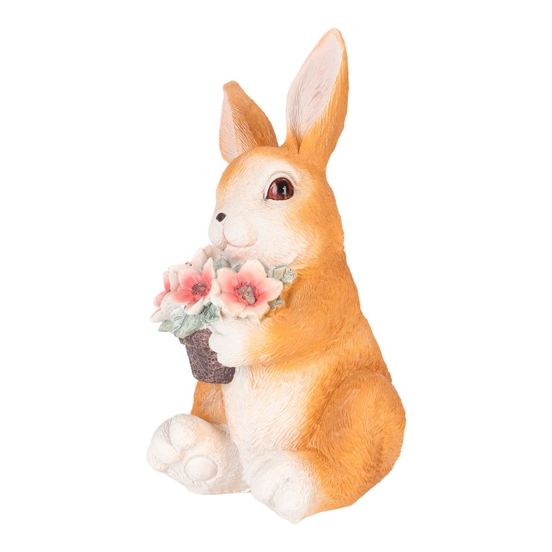 Solar Rabbit Statue Cute Handpainted Resin Bunny Statue Decor Rabbit
