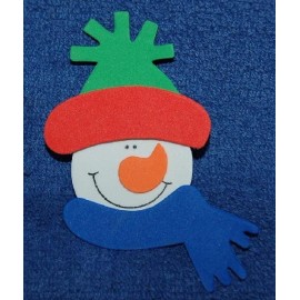 Smaller Snowman with a Green Hat, Foam Refrigerator Magnet, Made in the USA
