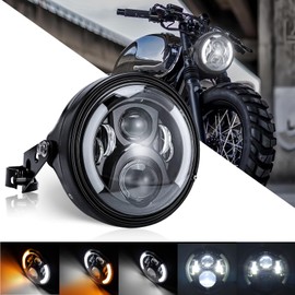 SKTYANTS 7" 7 Inch Round LED Motorcycle Headlight assembly with 7 Inch Housing Bucket DRL Turn Signal Lights for Motorcycle Headlights