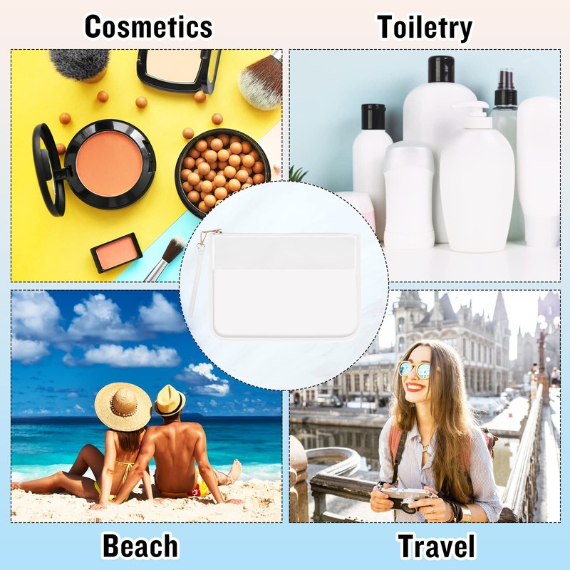 izuzta Clear PVC Flat Pouch PU Makeup Bag Clear Zipper