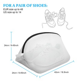 Flintronic Shoes Wash Bags, 2pcs Mesh Laundry Bags with Durable Zips, Premium Laundry Bag For Shoes/Trainers For Washing Machine, Storage Bag for Shoes and Clothing, for Sneakers, Socks, Bras