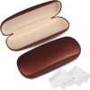 Brown Joyberg Glasses Case, 2 Pack Eyeglass Case with Cleaning