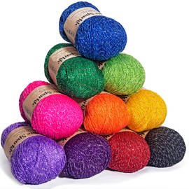 Glitter Sparkle Yarn in Rainbow Colors (No. 1 weigt)