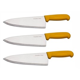 8" Columbia Cutlery Commercial Chef/Cook Knife - Yellow Fibrox Handle - Razor Sharp and Dishwasher Friendly (3 Pack - 8" Yellow Chef)