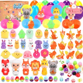 48 Pcs Easter Egg Filled with Assorted Toys for Easter Egg Hunt, Kids Basket Stuffers, Party Favor Decor Supply, Easter Classroom Prize Supplies, Plastic Easter Eggs Filled with Easter Eggs Fillers