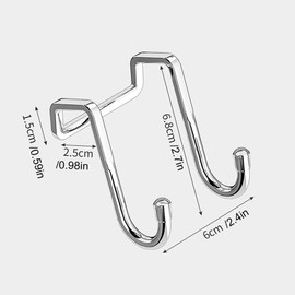 D-buy 3 Pcs Over The Door Drawer Cabinet Hook, Stainless Steel Double S-Shaped Hook Holder Hanger, Metal Heavy Duty Free Punching Door Back Hooks for Hanging Clothes, Towels Hat Umbrella Bags Sundries