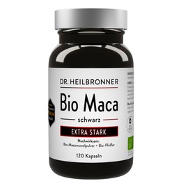 Dr. Heilbronner Bio Maca-schwarz Kapseln Hochdosiert Männerfeuer Superfood 120 Kapseln vegan in der Glasflasche