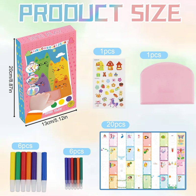 DGMI 35pcs Rainbow Scratch Art, Scratch Pictures for Children, Rainbow