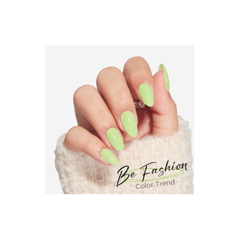 modelones Uñas postizas cortas Modelones Green Press on Almendra, con