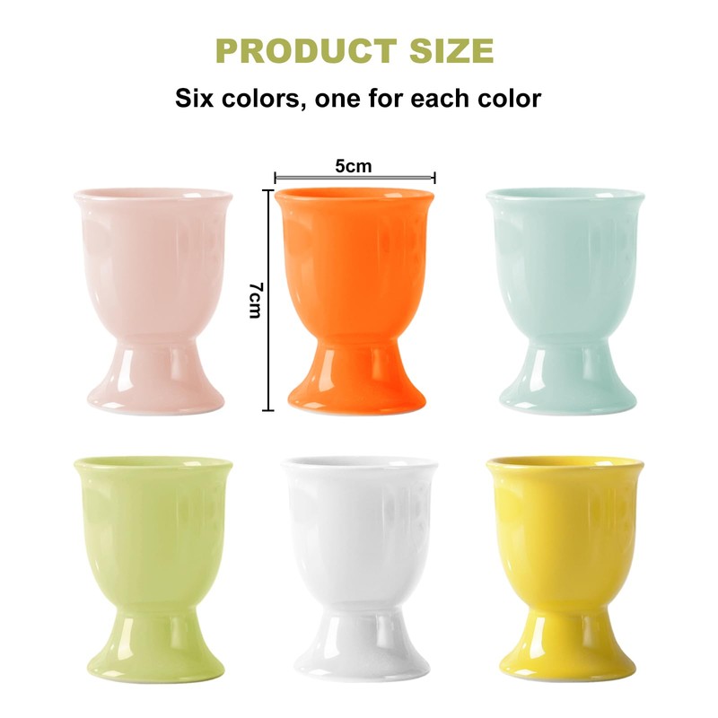 EEPLUYTY Pack of 6 Ceramic Egg Cups, Colourful Ceramic Egg