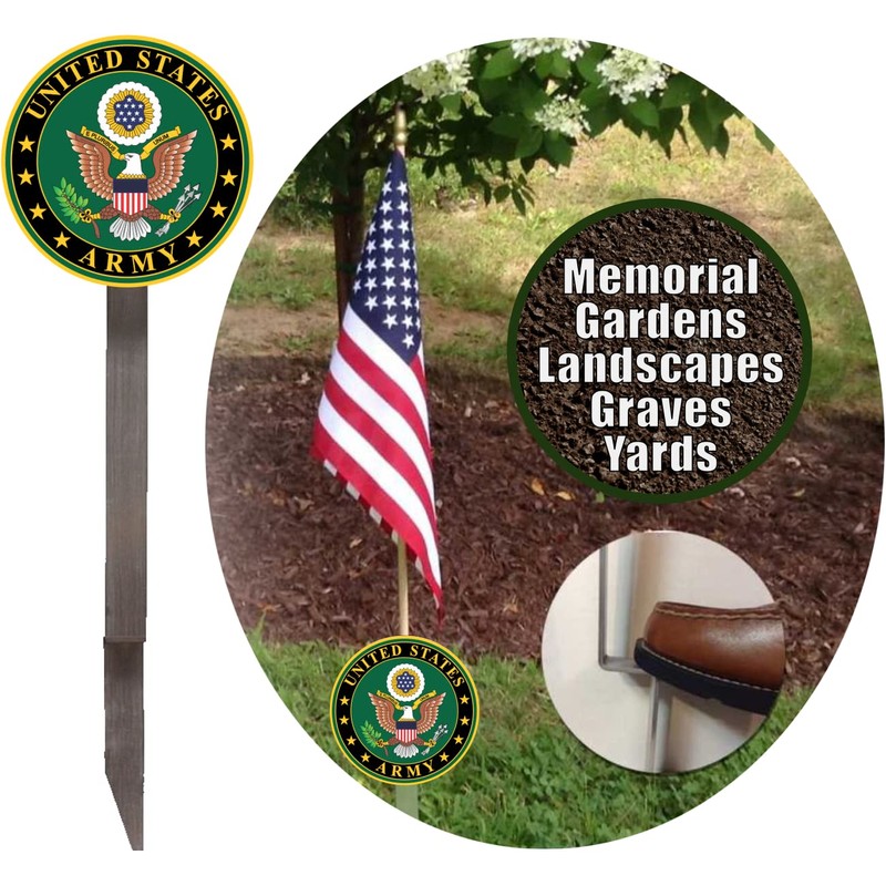 U.S. Army Flag Holder Grave Marker with 8x12" American Flag