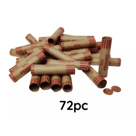 KL 72 pc Preformed Coin Wrappers Paper Tubes For Penny Holds 50 Cents