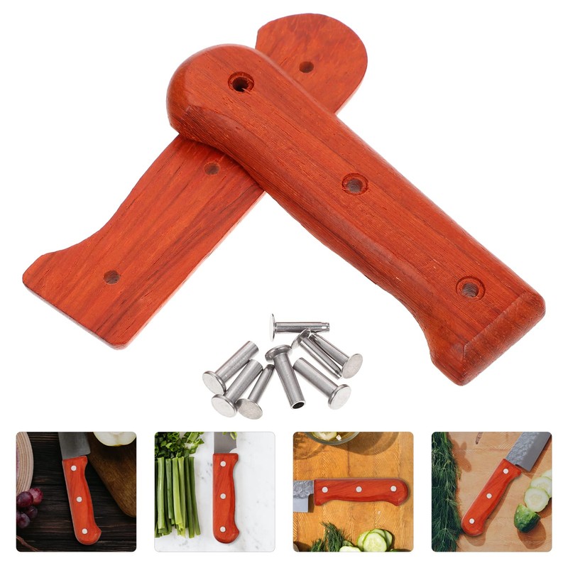 DOITOOL 2Pcs Wood Knife Scales Kitchen Knife Handle Replacement Kitchen