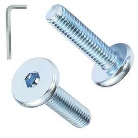 AMLOOPH M8 Bolts, M8 x 30mm Hex Socket Large Flat Head Carbon Steel Fully Threaded Furniture Screws/Bolts for Chairs, Cots, Beds and Tables (Pack Of 12- and a Wrench)