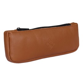 SHADOW DANCE UK Leather Pencil Case Clutch Art School Genuine Cosmetic Case Stationery Bag for Pens, Markers, Makeups, Change, Coins(Scribe Case, Brown)