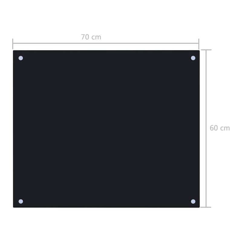 vidaXL Black Kitchen Backsplash Tempered Glass 27.6"x23.6" - Scratch Resistant