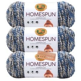 Lion Brand Yarn - Homespun - 3 Pack with Pattern Cards in Color (Blue Moon)