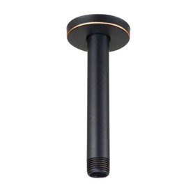 Straight Shower Arm 6 Inch Water Outlet PJ0614, Oil Rubbed Bronze Finish, Made of Stainless Steel with Gasket Flange by Purelux