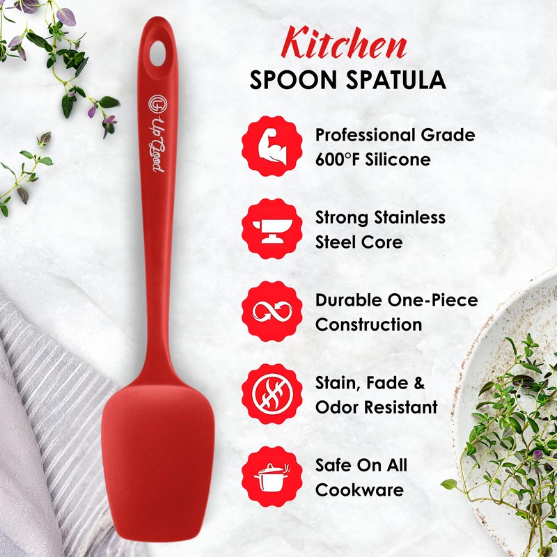 Silicone Spoon Spatula - 600ºF Heat-Resistant Non-Stick Rubber Spoonula |