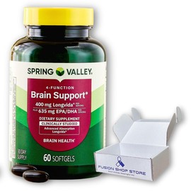 Spring Valley Brain Support- Supplement with Omega 3 Turmeric, 60 Softgels (Pack of 1), Boxed by Fusion Shop Store