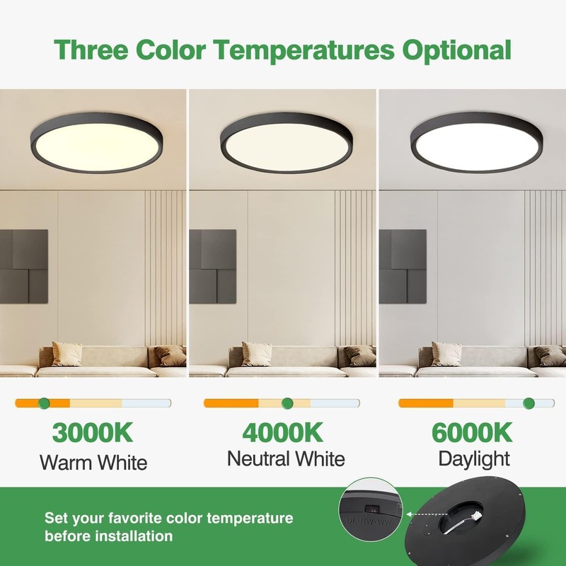 20 Inch Large LED Flush Mount Ceiling Light, 40W, 4350LM,
