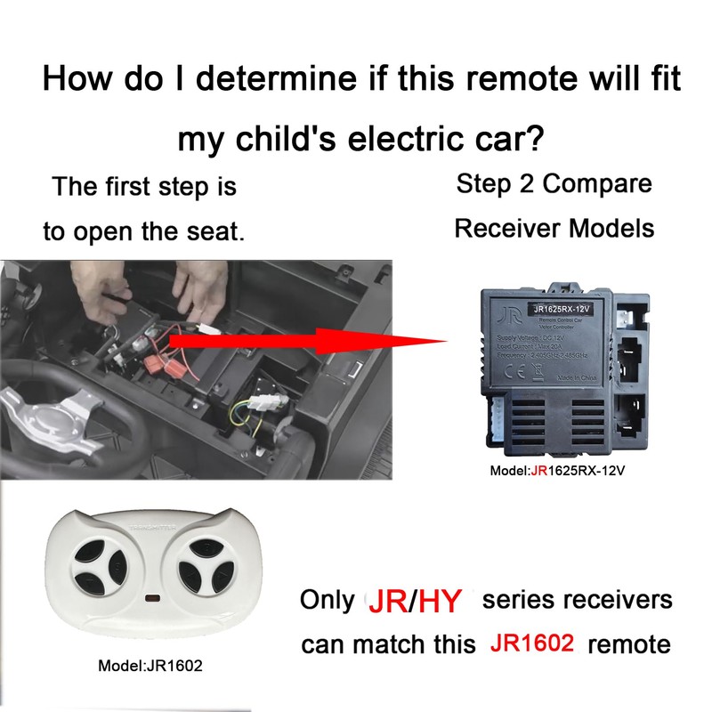 JR1602 FCC 2.4G Bluetooth Remote Control Remote for 12V Ride