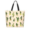 Cuczpau Cactus Cartoon Cute Light Yellow Tote Bag Beach Bag