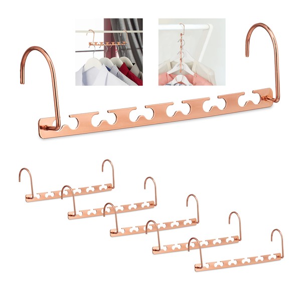 Relaxdays Space-saving hangers, set of 6, for 12 hangers, horizontal