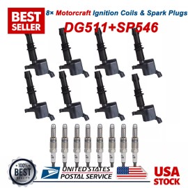 Factory/OEM 8× Motorcraft DG511 Ignition Coils &8 Spark Plugs SP546 For F150 F-250 5.4L 6.8L