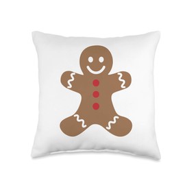 Gingerbread Man Cookie Throw Pillow, 16x16, Multicolor