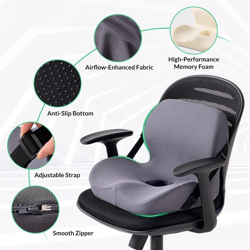 FuturaLoom One-Piece Memory Foam Seat & Back Cushion - Lumbar