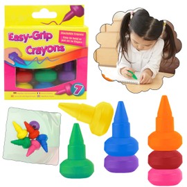 7 Piece MyFirst Wax Crayons Set - Non-Toxic, Twistable, Easy-Grip Crayons for Kids - Assorted Vibrant Colours, 4.5cm - Perfect for Drawing, Art Projects and School Supplies