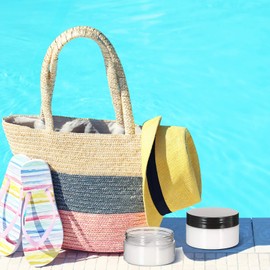 SATINIOR 6 Pack 3 oz Plastic Jars Containers with Lids Wide-mouth Refillable Leakproof Reusable Round Empty Jars for Travel Cosmetic Dry Food SpiceCandy Cookie Home Kitchen Organizing(Black)