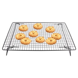 Cooling Rack, 16.9x11in Cooling Rack with Collapsible Folding Legs Iron Wire Grid Cooling Racks Cookie Rack Wire Baking Rack for Cooking, Roasting, Drying, Grilling (Black)