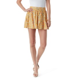 Jessica Simpson Women's Archer Pull Skort, Southern Beauties Mini-Butterscotch, Small
