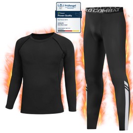 Qyibleri Kids Base Layer - Kids Thermals Long Sleeve Top & Tights Skins for Boys Set, Boys Thermal Base Layer Set Suit for 4~13 Age, Base Layer Kids for Football Skins