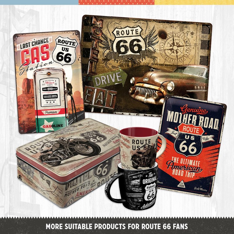 Nostalgic-Art RETRO FRIDGE MAGNETS 9 PACK ROUTE 66 BIKE MAP