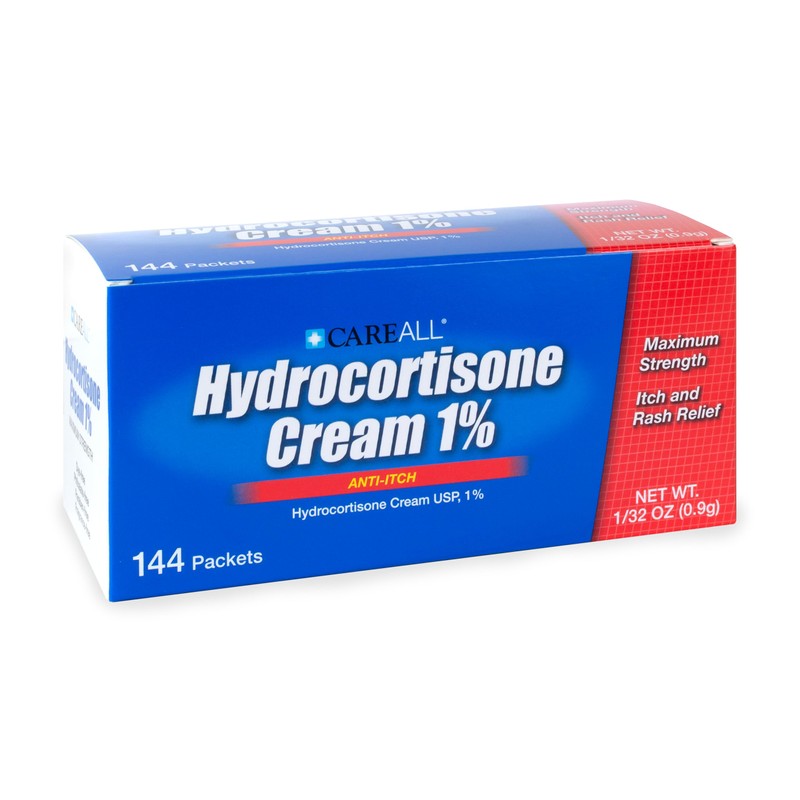 CareAll Hydrocortisone Cream 1% (144 Pack), 0.9gr Foil Packet. Maximum