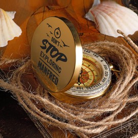 polar-effekt Metal Gold Compass with Engraving - Marching Compass Portable and Lightweight - Money Gift for Friends and Family - Navigation for Hiking