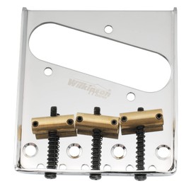 Wilkinson WOT01 54 mm Vintage Telecaster Bridge 3 Brass String Tabs for Tele T-Style Electric Guitar, Chrome