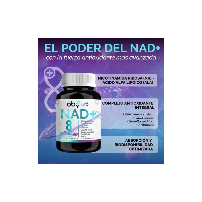 Oby Nad+ Resveratrol Potenciado 8 Ingred Nicotinamida Ribosa