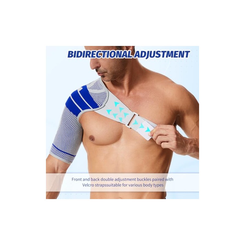Adjustable Shoulder Support Breathable for Sports (Gray-Blue, L)