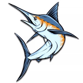 Black Diamond Art Waterproof Blue Marlin Sticker Decal Fishing Boat RV Car Truck Camper Trailer - 6" x 4.2"