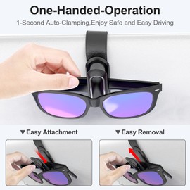 Veharvim Sunglass Holder for Car (2 Pack, One-Handed Operation, Gentle & Secure Hold, Silicone Padded, Universal Fits Sunglass and Car Visor) - Sunglasses Clip for Car Visor