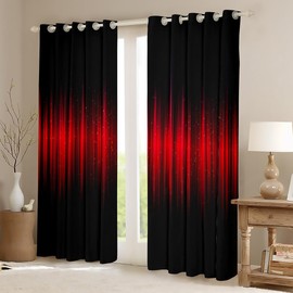 Homemissing Red and Black Darkening Dreapes Abstract Ombre Blackout Curtains Geometry Stripes Window Curtains Kids Toddler Red and Black Striped Window Treatments W46*L54