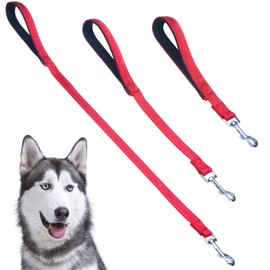 PUPTECK Reflective Short Dog Leash - 3 Packs 2.5ft/ 1.5ft/ 1ft Nylon Dog Leash with Strong Clip, and Soft Padded Handle, Durable Training Leash for Small Medium Large Dogs Cats Walking Outside