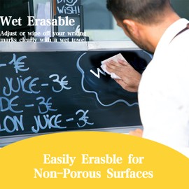 12 Chalk Marker for Blackboards, Dustless & Non-Toxic Ink - Wet Erase Marker Pens for LED Menu Board, Bistro Board, POP Art, Chalkboards Signs, Windows, AD Drawing, Car