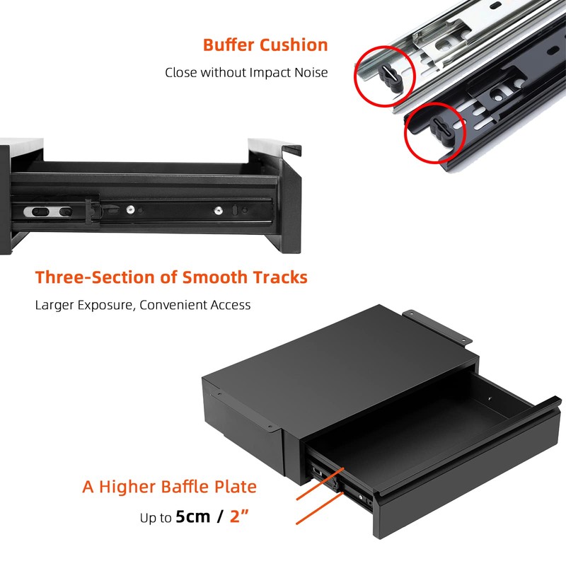 OSteed 1 Pack Under Desk Drawer 18", Pull-out Storage Organizer